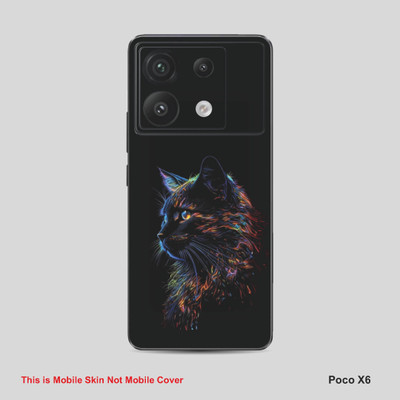 VYBE The Smart Choice Poco X6 Cat Mobile Skin Mobile Skin(Black Cyan A15)