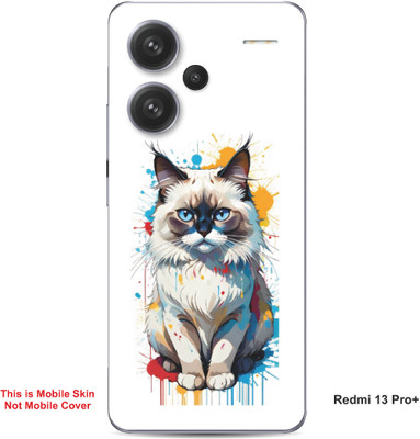 VYBE The Smart Choice Redmi 13 Pro Plus Cat Embossed Mobile Skin(Light Grey 9)