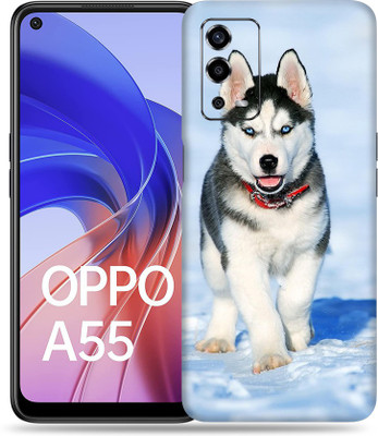 SkinoMania Oppo-A55 Mobile Skin(Multicolour Husky Cute)