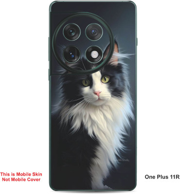 VYBE The Smart Choice One Plus 11R Cat Embossed Mobile Skin(Black & Light Grey 33)