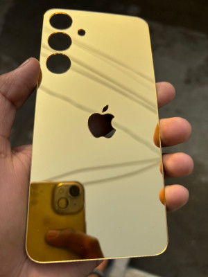 TWUAOP SAMSUNG GALAXY A55 5G ACRYLIC MIRROR BACK PANNEL APPLE Mobile Skin(Gold)