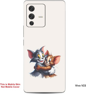 VYBE The Smart Choice Vivo V23 Tom & Jerry Embossed Mobile Skin(Soft Peach B18)