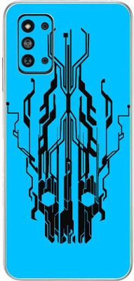 FCS Samsung Galaxy F52 5G Printed Back skin Mobile Skin(Digital Flaming Cyber Skull Blue Skin)