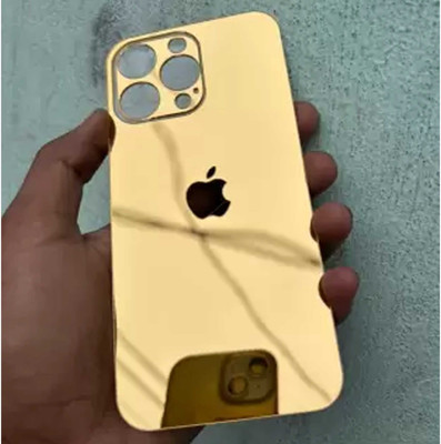 GENTECK IPHONE 14 PRO MAX GOLD Glass Finish Back Panel Skin with Star Logo Mobile Skin(Gold)
