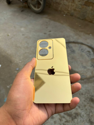 TWROP OPPO F25 PRO 5G ACRYLIC MIRROR APPLE LOGO Mobile Skin(Gold)