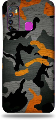 TJ CREATION Infinix Hot 9 Pro Mobile Skin(Ultra Super Camouflage Orange Skin With High Matte Finish.)