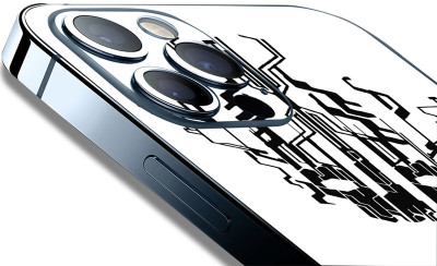 FCS Huawei Enjoy 20 SE Printed Back skin Mobile Skin(Digital Flaming Cyber Skull White)