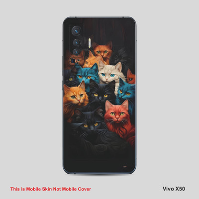 VYBE The Smart Choice Vivo X50 Cat Mobile Skin Mobile Skin(Bluish Purple A3)
