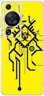 FCS Huawei P60 Pro Printed Back skin Mobile Skin(Digital Flaming Cyber Skull White)