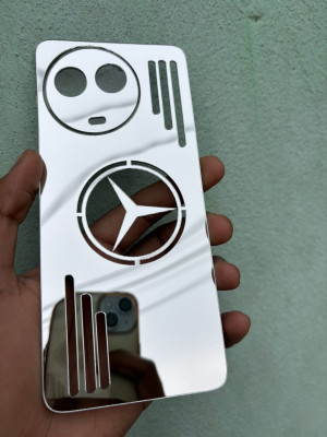 TWUAOP REALME 11 5G MIRROR BACK PANNEL ACRYLIC SHEET MERO APPLE. Mobile Skin(Silver)