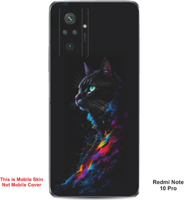 VYBE The Smart Choice Redmi Note 10 Pro Cat Embossed Mobile Skin(Charcoal Grey 18)