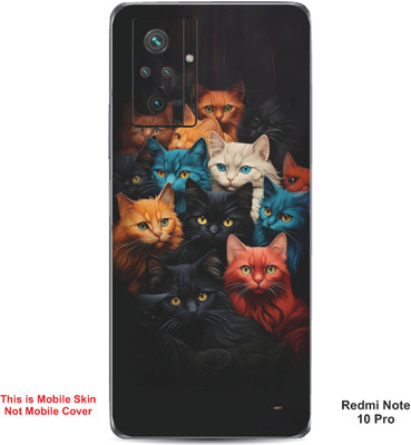VYBE The Smart Choice Redmi Note 10 Pro Cat Embossed Mobile Skin(Deep Black 18)