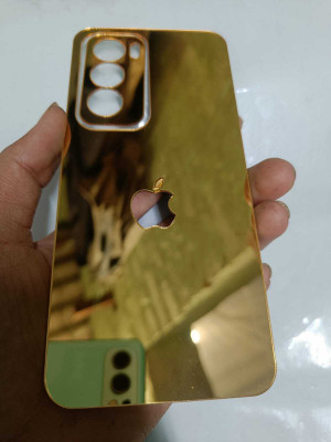 TWUAOP OPPO RENO 12 PRO 5G MIRROR BACK PANNEL ACRYLIC SHEET APPLE Mobile Skin(Gold)