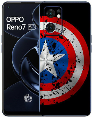 FCS Oppo Reno7 5G Printed Back Skin: Captain America Shield Mobile Skin(Captain America Shield Skin)