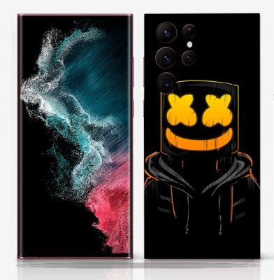 SkinoMania Samsung Galaxy S22 Ultra Mobile Skin(Black-Marshmello Multicolor Mobile skin)