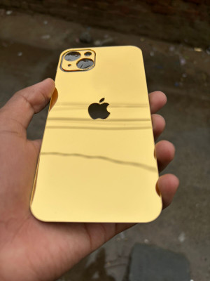 TWUAOP I PHONE 14 PLUS MIRROR BACK PANNEL ACRYLIC SHEET APPLE Mobile Skin(Gold)