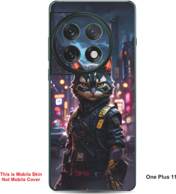 VYBE The Smart Choice One Plus 11 Ninja Cat Embossed Mobile Skin(Bright Grey 32)