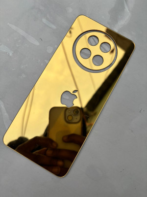 TWUAOP REALME 12 5G MIRROR BACK PANNEL ACRYLIC SHEET APPLE Mobile Skin(Gold)