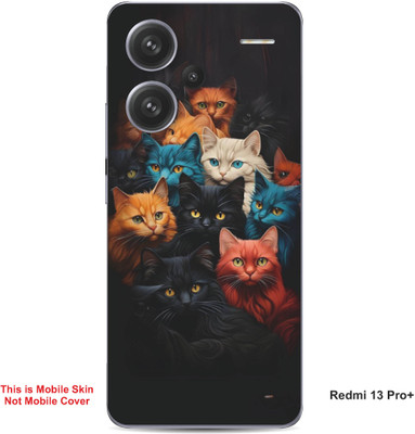 VYBE The Smart Choice Redmi 13 Pro Plus Cat Embossed Mobile Skin(Deep Black 9)