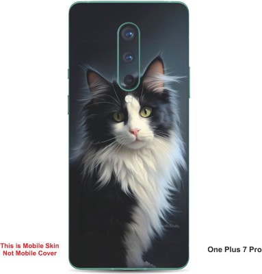 VYBE The Smart Choice One Plus 7 Pro Cat Embossed Mobile Skin(Black & Light Grey 22)