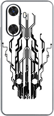 FCS Huawei Enjoy 60 Printed Back skin Mobile Skin(Digital Flaming Cyber Skull White)