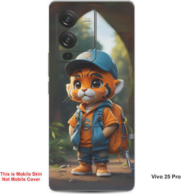 VYBE The Smart Choice Vivo 25 Pro Tiger Cartoon Embossed Mobile Skin(Ruddy Brown B1)