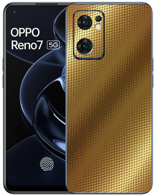 FCS Oppo Reno7 5G Printed Back Skin: Carbon Fiber Gold Texture Mobile Skin(Carbon Fiber Gold Texture Skin)