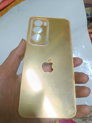 TWUAOP OPPO RENO 12 PRO 5G MIRROR BACK PANNEL ACRYLIC SHEET APPLE Mobile Skin(Gold)