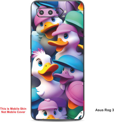 VYBE The Smart Choice Asus Rog 3 Cat Embossed Mobile Skin(Black & Blue 3)