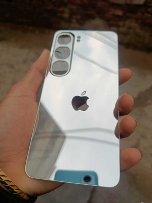 TWROP VIVO Y300 5G ACRYLIC MIRROR APPLE LOGO. Mobile Skin(Silver)