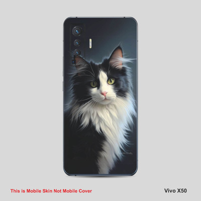 VYBE The Smart Choice Vivo X50 Cat Mobile Skin Mobile Skin(Dark Grey A3)