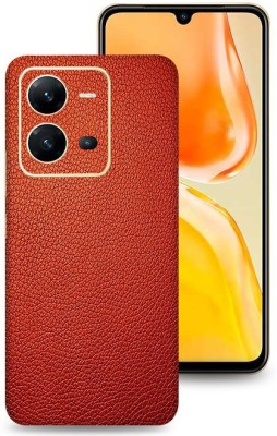 WeCre8 Skin's Vivo V25 5G Mobile Skin(Red Leather Mobile Skin With Cleaning Wipe)