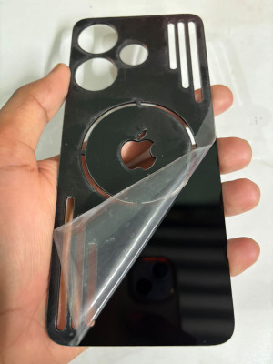 TWUAOP POCO F6 5G ACRYLIC MIRROR BACK PANNEL MERO APPLE Mobile Skin(Black)