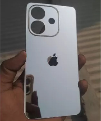 Mokteck S_OPPO A3x 5G Glossy Silver Glass Finish Back Panel Skin with Apple Logo Mobile Skin(Silver)