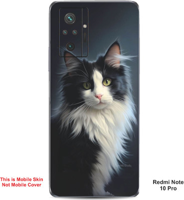 VYBE The Smart Choice Redmi Note 10 Pro Cat Embossed Mobile Skin(Black & Light Grey 18)