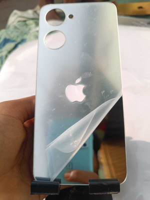 TWUAOP VIVO Y28E 5G MIRROR BACK PANNEL ACRYLIC SHEET.. Mobile Skin(Silver)