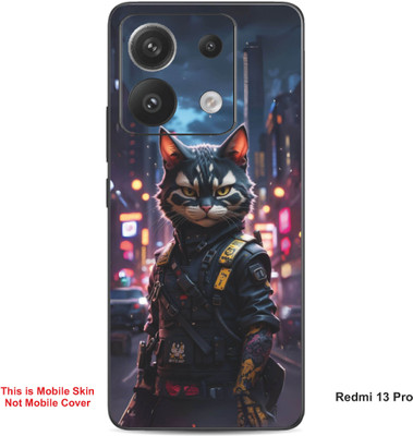 VYBE The Smart Choice Redmi 13 Pro Ninja Cat Embossed Mobile Skin(Bright Grey 8)