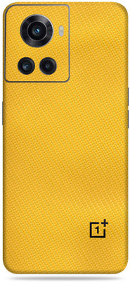 WeCre8 Skin's Oneplus 10R 5G Mobile Skin(Yellow Carbon Fiber Mobile Skin With Cleaning Wipe)