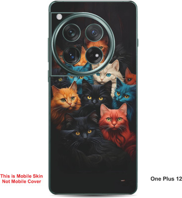 VYBE The Smart Choice One Plus 12 Cat Embossed Mobile Skin(Deep Black 34)