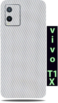 TJ CREATION vivo T1X Mobile Skin(Ultra Super Silver Carbon Fiber Skin With High Matte Finish.)