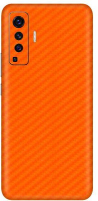 Vcare GadGets Vivo X50 Mobile Skin(Fiber Carbon Orange)