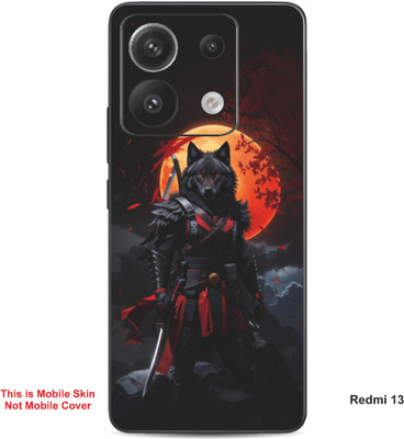 VYBE The Smart Choice Redmi 13 Wolf Embossed Mobile Skin(Red & Orange 10)