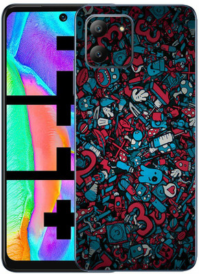 FCS Infinix Hot 11 Printed Back Skin Mobile Skin(Red Blue Texture Skin)