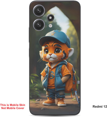 VYBE The Smart Choice Redmi 12 Tiger Cartoon Embossed Mobile Skin(Ruddy Brown A1)
