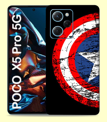 WeCre8 Skin's Xiaomi Poco X5 Pro 5G Mobile Skin(Captain America Shield Multicolor Black Mobile Skin)