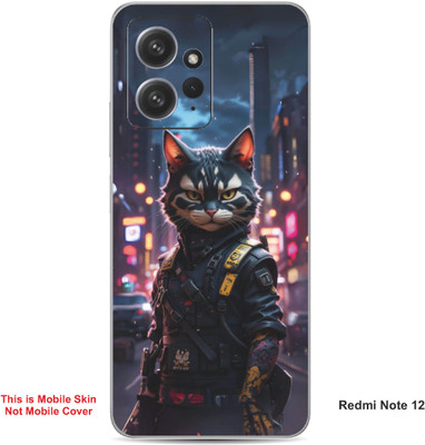 VYBE The Smart Choice Redmi Note 12 Ninja Cat Embossed Mobile Skin(Bright Grey 21)