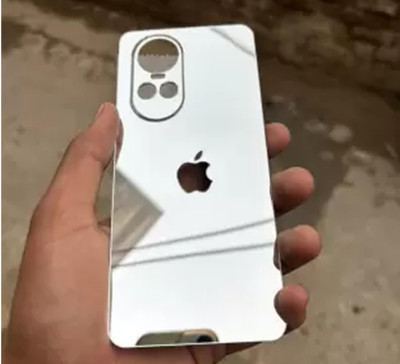 Mokteck OPPO RENO 10 PRO 5G Glossy SILVER Glass Finish Back Panel Skin with Logo Mobile Skin(Silver)