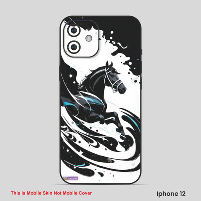 VYBE The Smart Choice iPhone 12 Horse Embossed Mobile Skin(Charcol Black White 10)