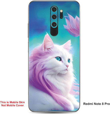 VYBE The Smart Choice Redmi Note 8 Pro Cat Embossed Mobile Skin(Pink Swan 14)