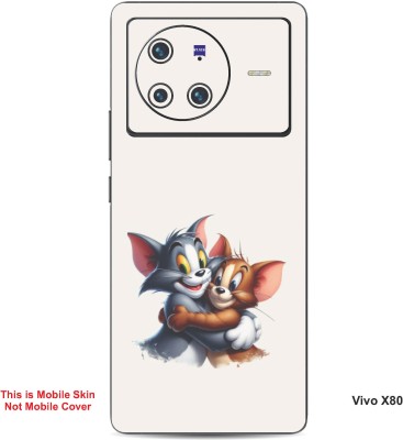 VYBE The Smart Choice Vivo X80 Tom & Jerry Embossed Mobile Skin(Soft Peach B12)